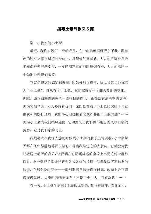 描写土豪的作文5篇