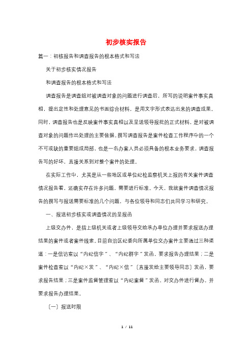 初步核实报告