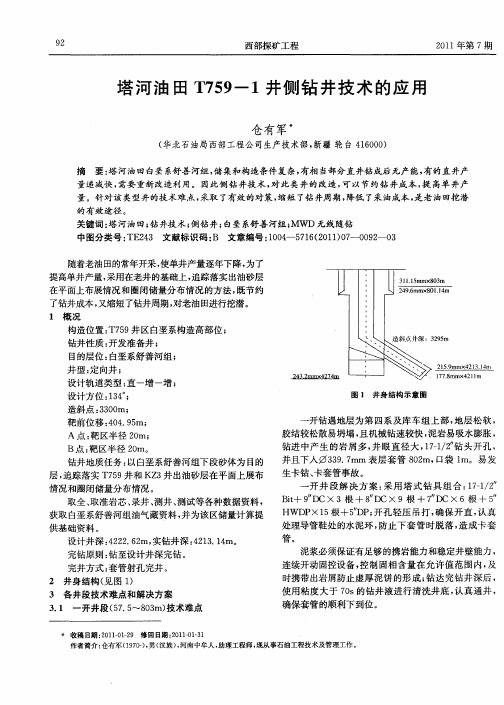 塔河油田T759-1井侧钻井技术的应用