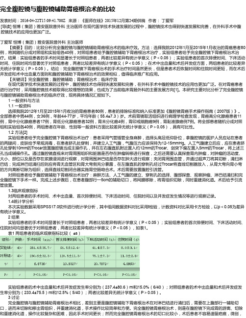 完全腹腔镜与腹腔镜辅助胃癌根治术的比较
