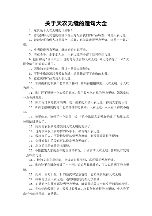 关于天衣无缝的造句大全