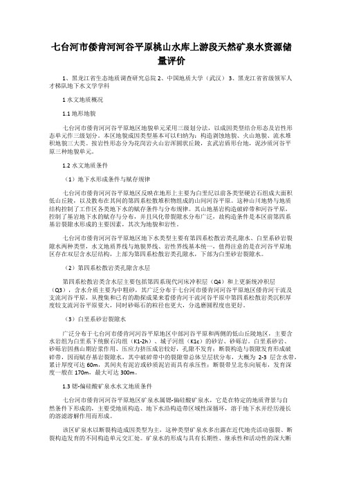 七台河市倭肯河河谷平原桃山水库上游段天然矿泉水资源储量评价