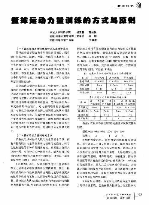 篮球运动力量训练的方式与原则