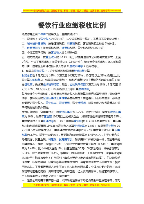 餐饮行业税收比例