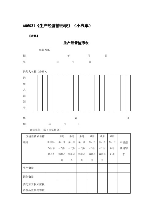 A06031生产经营情形表小汽车