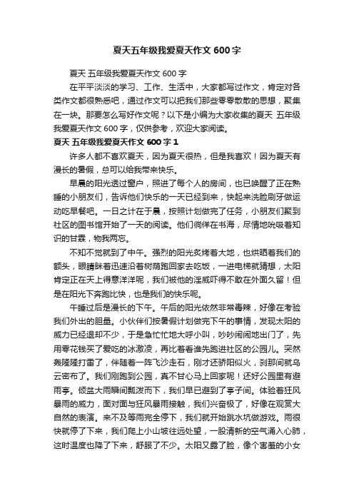 夏天五年级我爱夏天作文600字