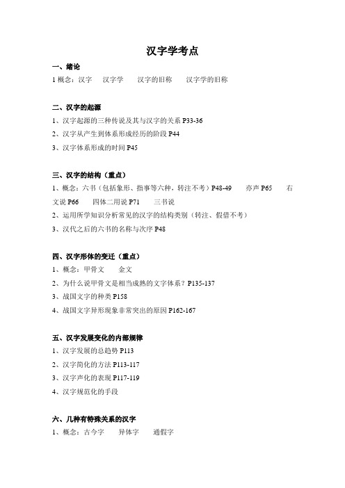 汉字学考点
