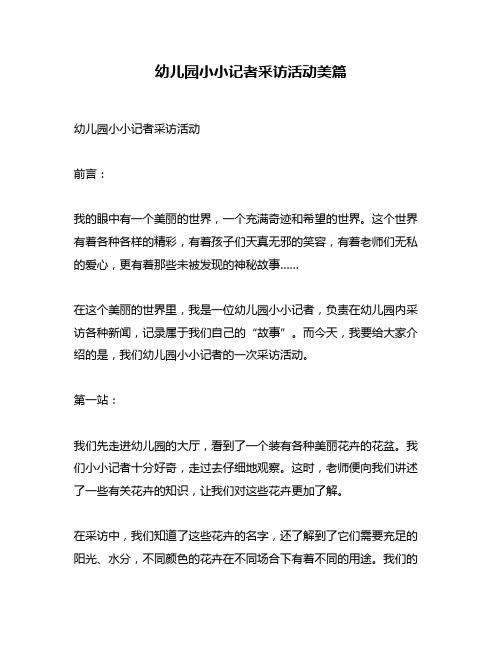 幼儿园小小记者采访活动美篇