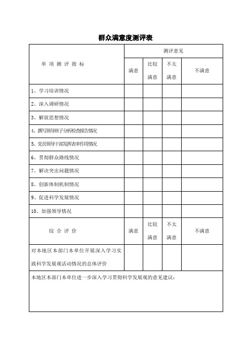 群众满意度测评表