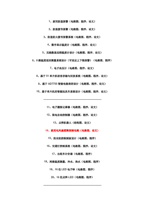 电子类毕业设计-题目大全
