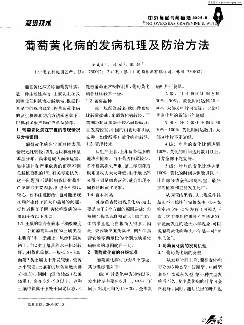 葡萄黄化病的发病机理及防治方法