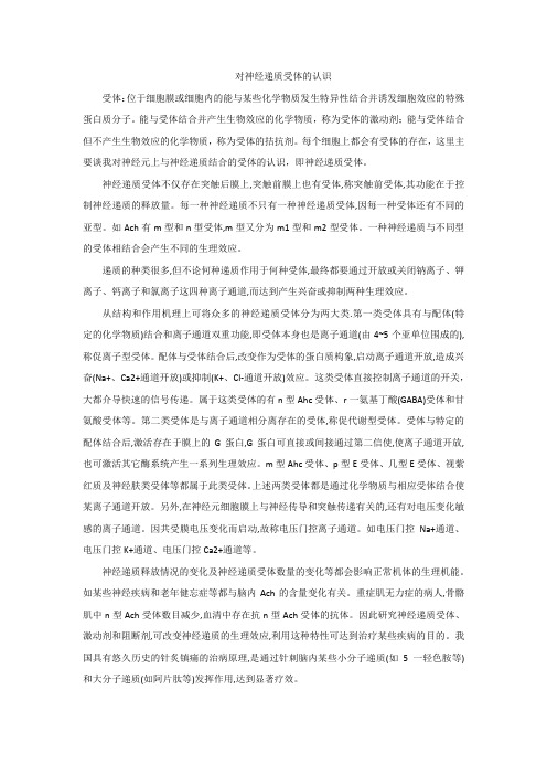 对神经递质受体的认识1