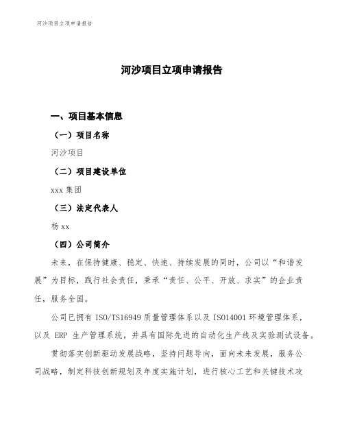 河沙项目立项申请报告