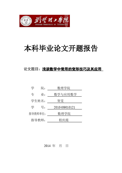 数学类论文开题报告