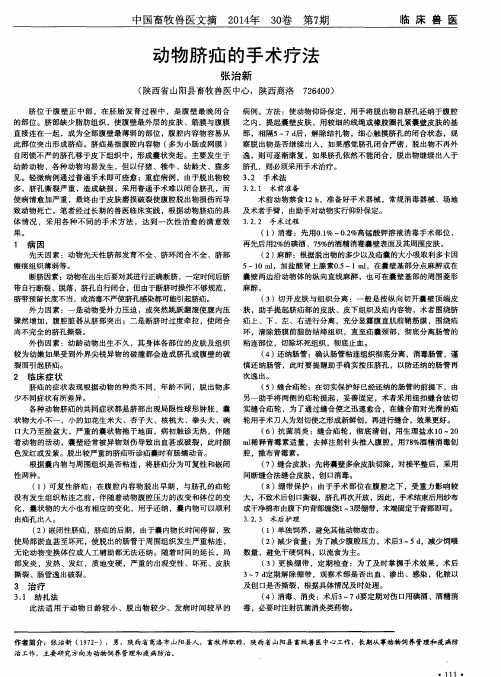 动物脐疝的手术疗法