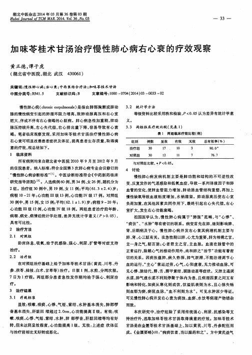 加昧苓桂术甘汤治疗慢性肺心病右心衰的疗效观察