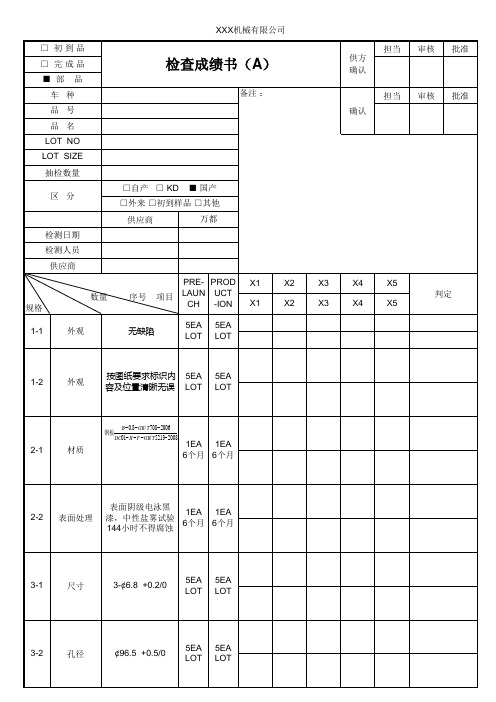 检查成绩书