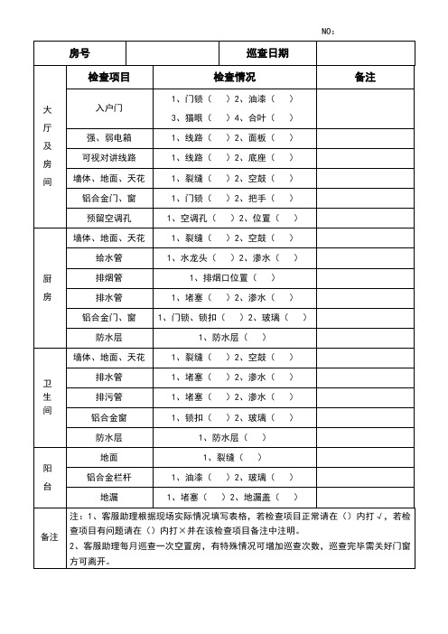 空置房巡查表
