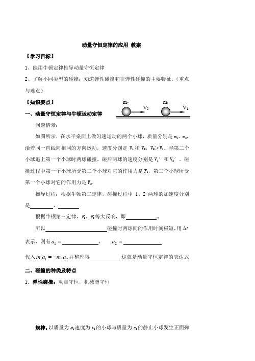 高中物理选修3-5人教版16.3《动量守恒定律》教案设计