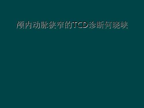 颅内动脉狭窄的TCD诊断何晓峡