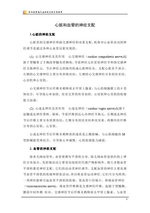 心脏和血管的神经支配.