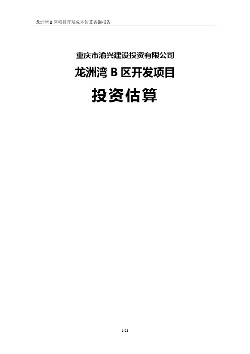 龙洲湾B区投资估算(草稿)教材