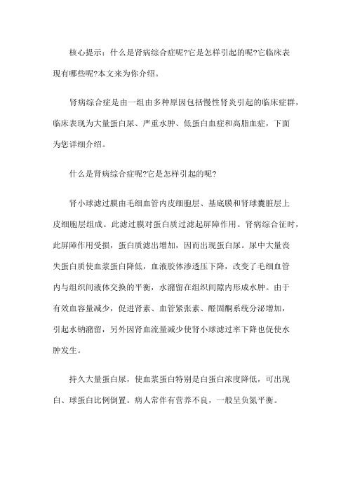 究竟什么是肾病综合症呢
