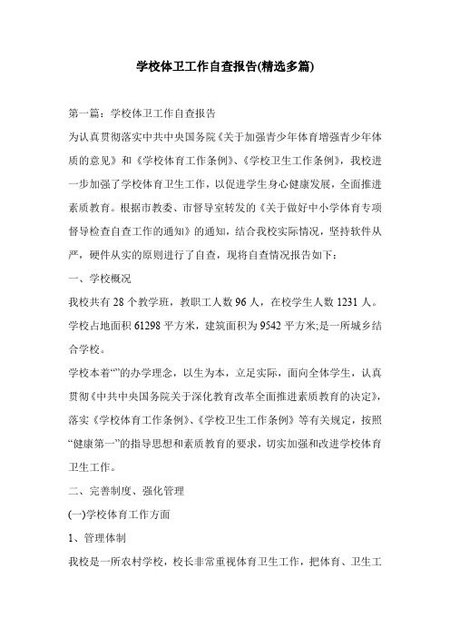 学校体卫工作自查报告(精选多篇)