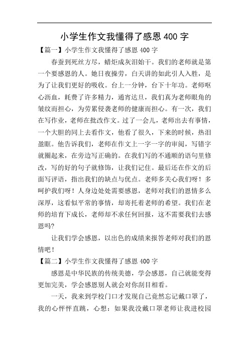 小学生作文我懂得了感恩400字