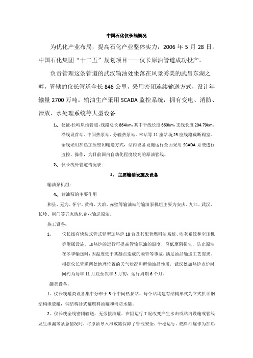 中国石化仪长管道简介
