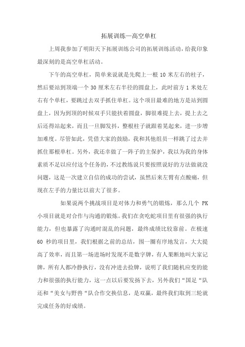 拓展训练-高空单杠