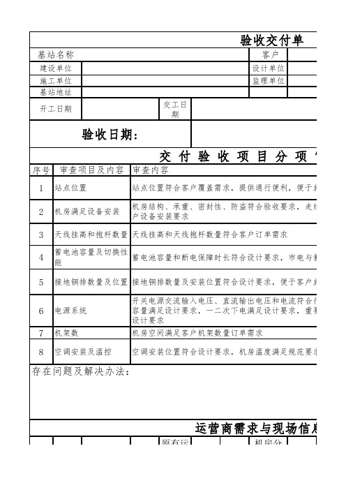 移动交付验收单模板