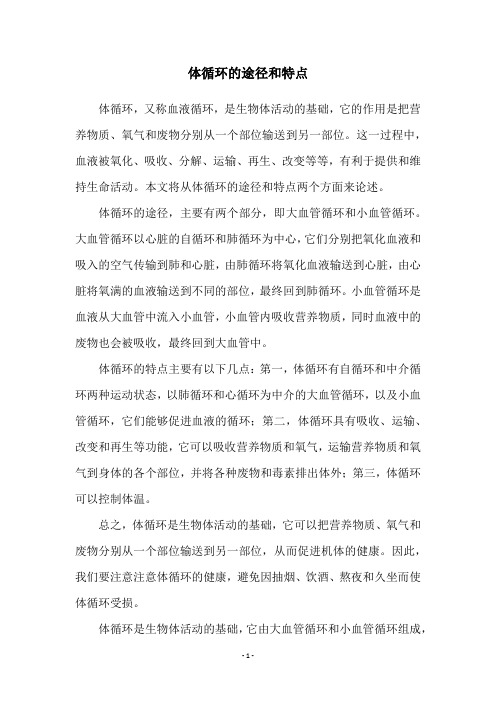 体循环的途径和特点