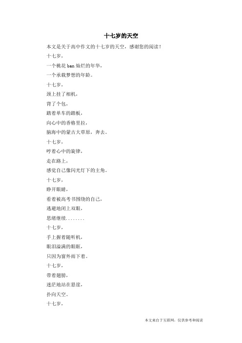 十七岁的天空_高中作文
