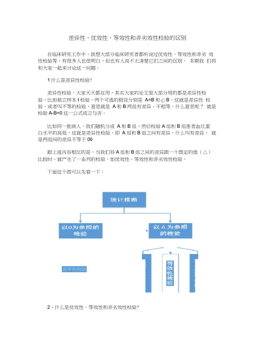 差异性优效性等效性和非劣效性检验的区别