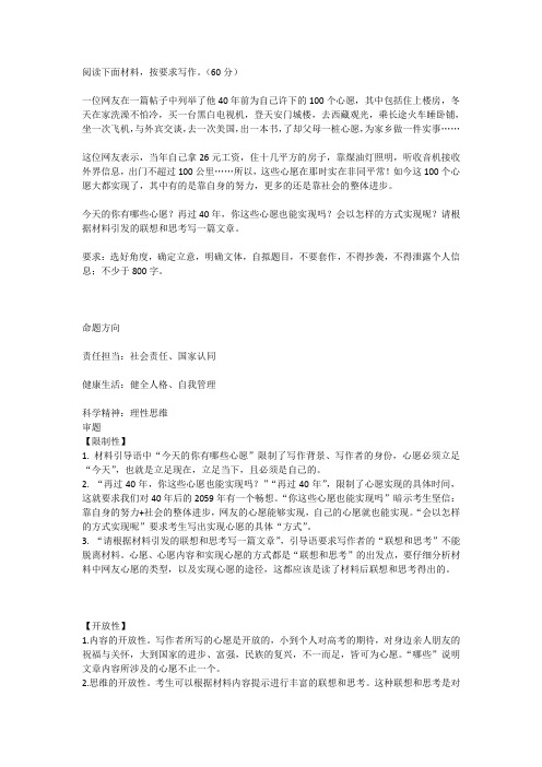 2020年高考语文作文训练及范文
