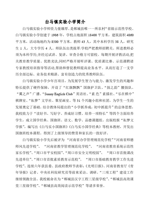 白马镇实验小学简介
