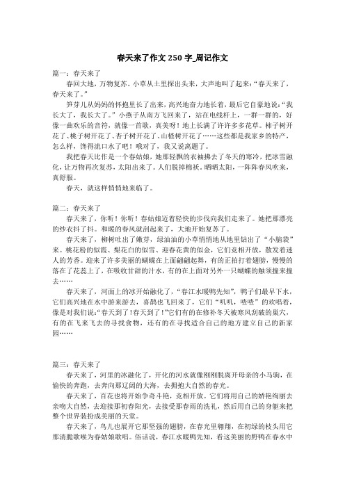 春天来了作文250字_周记作文