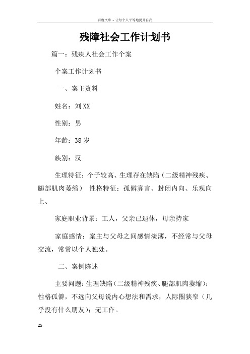 残障社会工作计划书