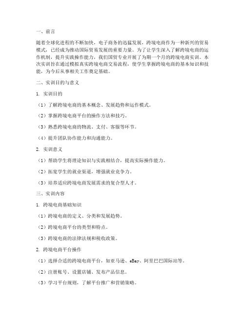 国贸专业跨境电商实训报告