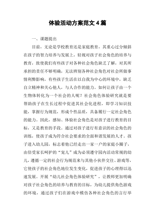 体验活动方案范文4篇