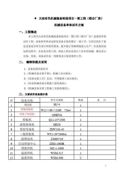 设备试车方案(改)