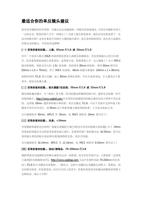 最适合你的单反镜头建议