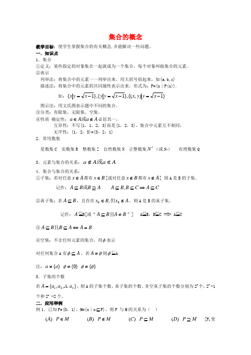 广东省南民私立中学高三数学第一轮复习 集合的概念.doc