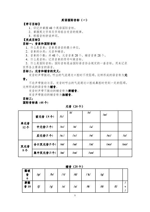 英语国际音标拼读及练习(附答案)