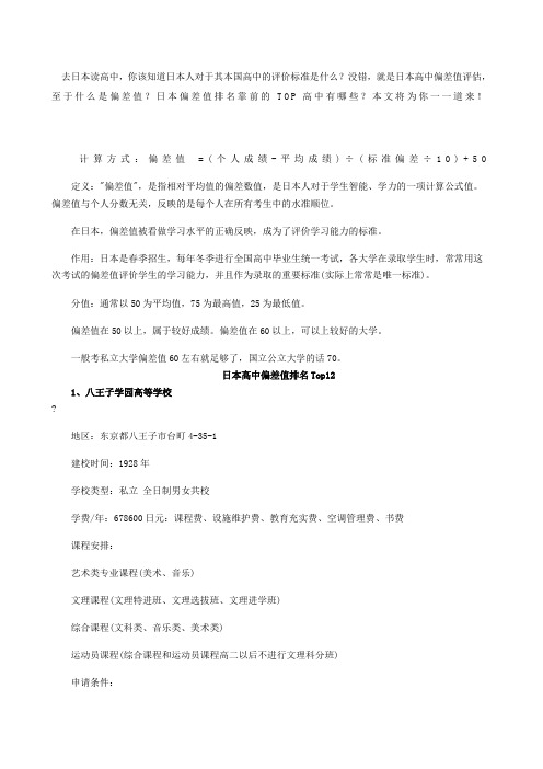日本高中TOP,你必须知道的日本高中选校标准