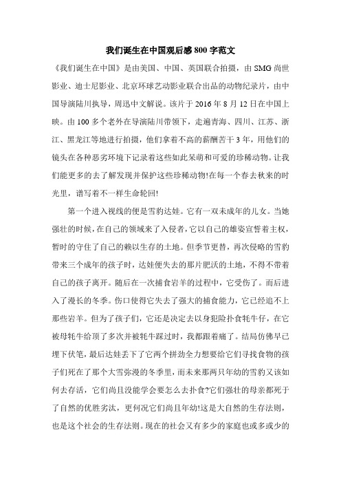 我们诞生在中国观后感800字范文