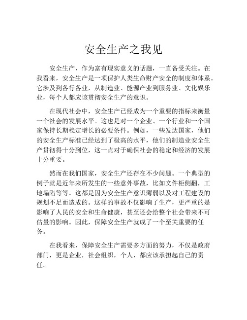 安全生产之我见