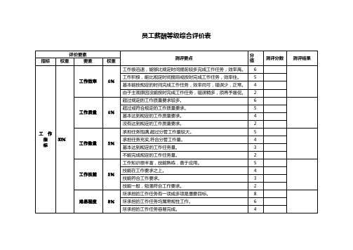 员工薪酬等级综合评价表(很好)