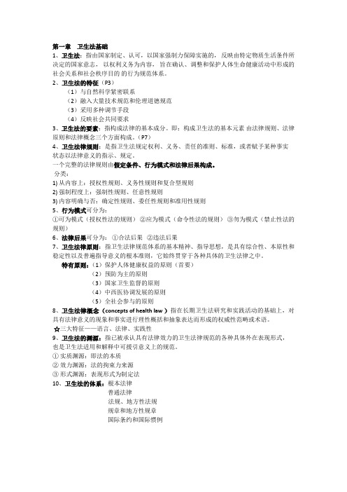 卫生法律法规与监督学重点汇总